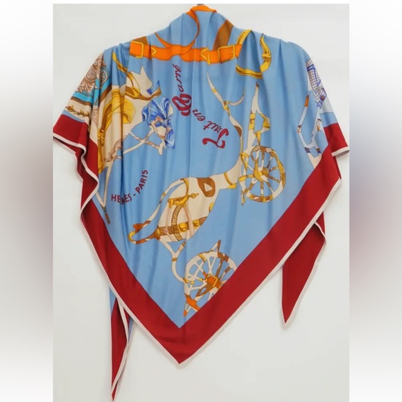 Hermes Rare Maxi Pointe Jersey Silk Triangle Scarf - Picture 1 of 6